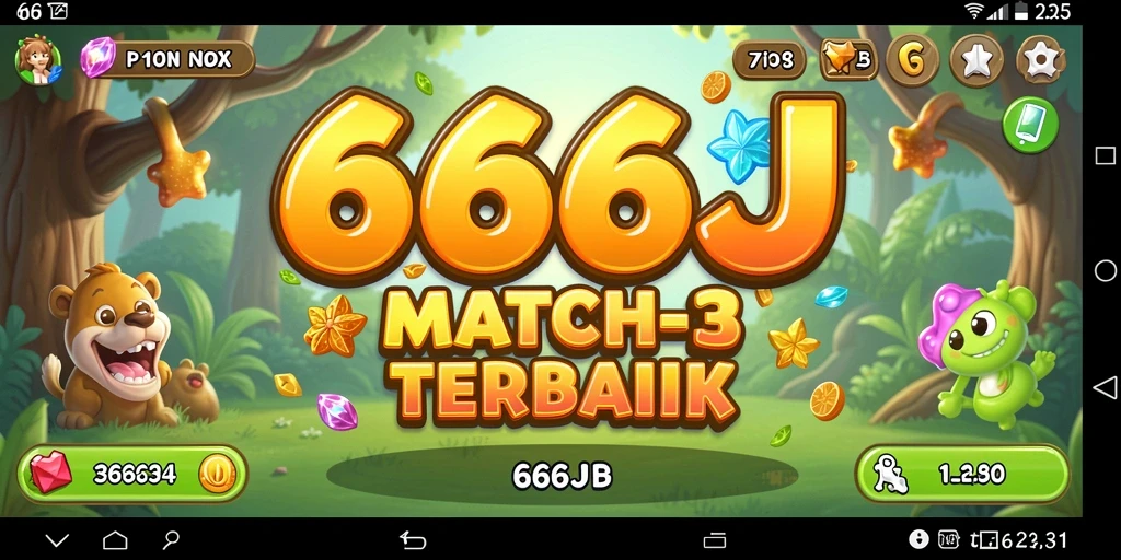 Tampilkan gameplay menarik dari 666J, permainan Match-3 yang seru.