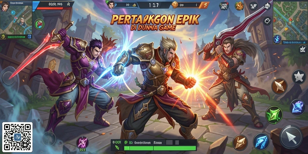 Screenshot tampilan pertarungan seru dalam 8QR.