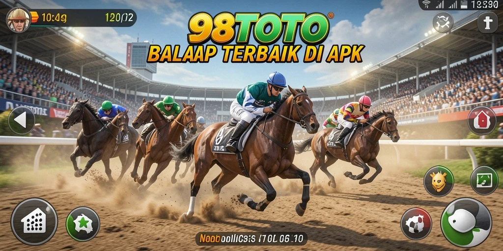Screenshot 98TOTO menampilkan aksi balap yang mendebarkan.