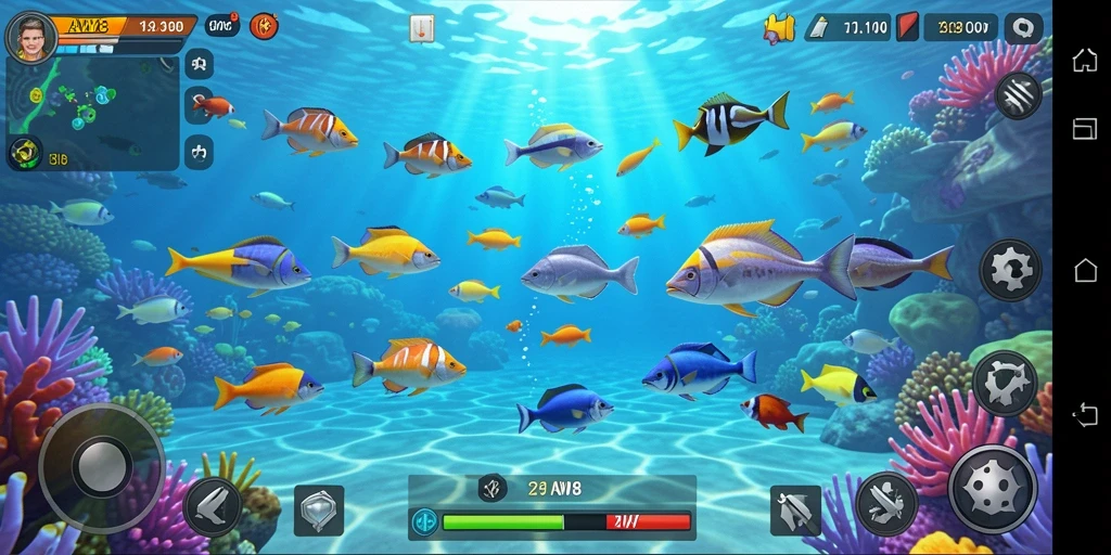 Screenshot utama menunjukkan gameplay seru Tembak Ikan AW8.
