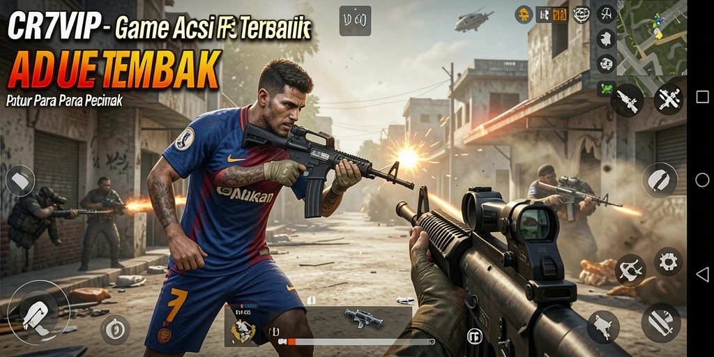 Contoh gameplay seru di CR7VIP dengan aksi tembak-menembak intens.