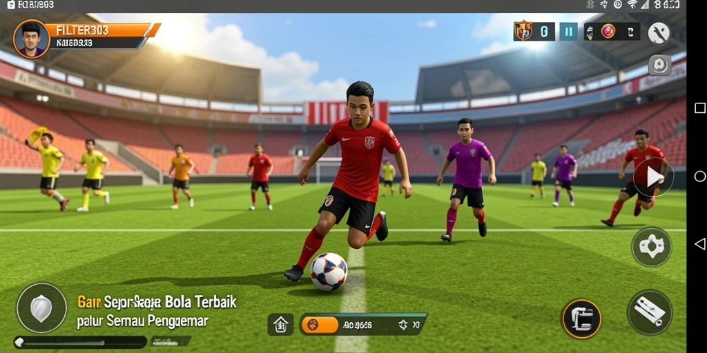Gameplay menegangkan dalam <strong>FILTER303</strong> dengan aksi sepak bola yang seru.