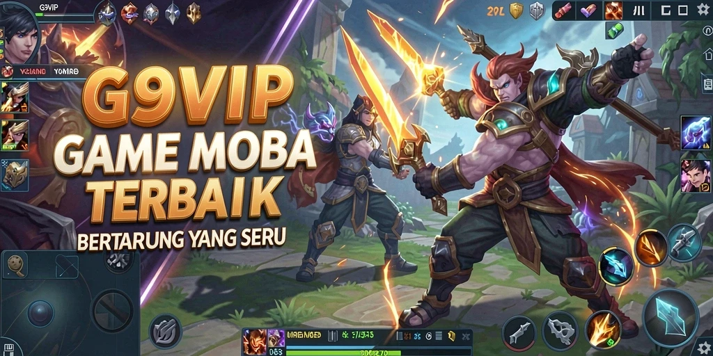 Gameplay G9VIP yang seru di arena pertarungan MOBA.