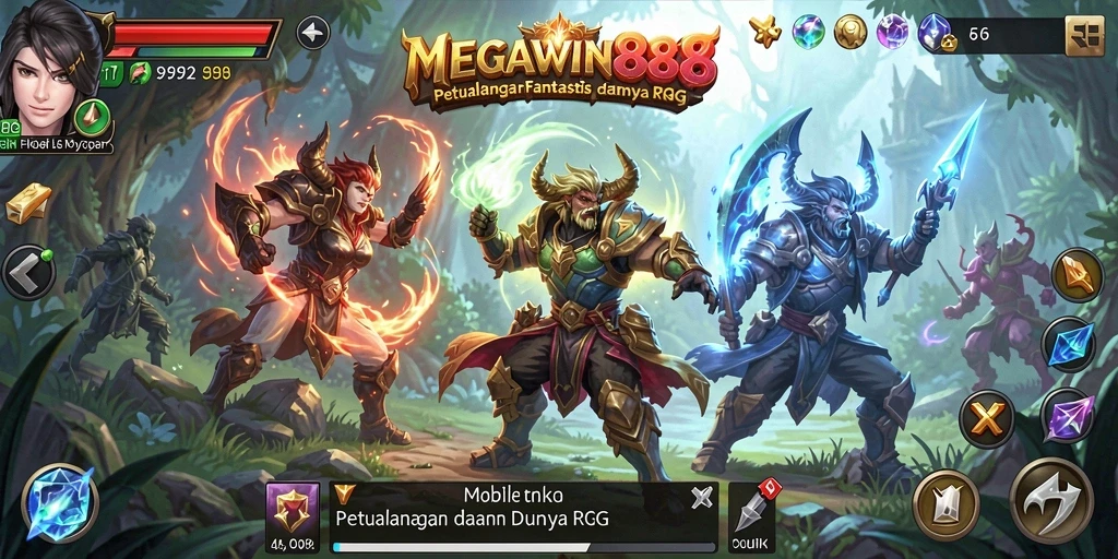 Tampilan screenshot MEGAWIN888 menunjukkan aksi petualangan RPG yang mendebarkan.