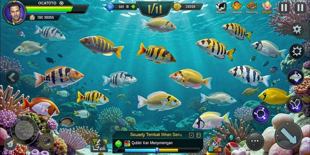 Tampilan gameplay seru dari OCATOTO dalam Tembak Ikan.