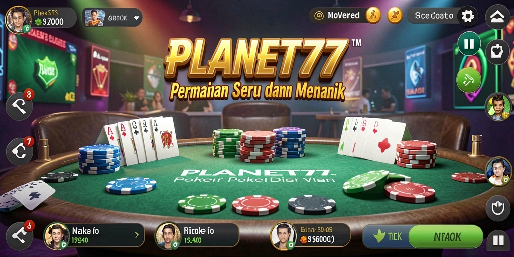 Tampilan gameplay seru dari aplikasi Poker PLANET77.