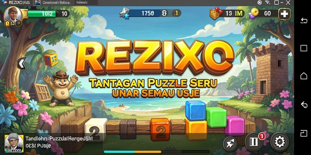 Tangkapan layar utama gameplay REZIXO dengan tantangan puzzle yang menarik.