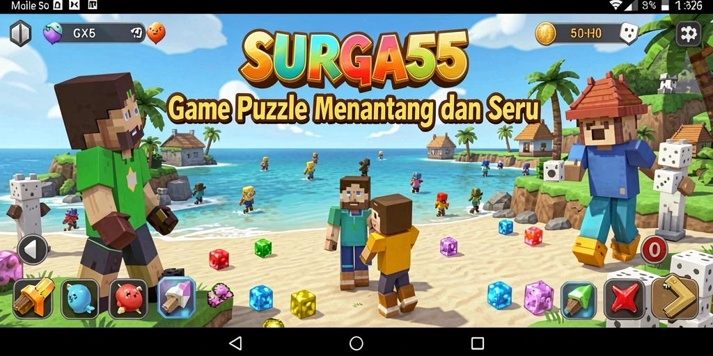 Tampilan gameplay SURGA55 yang penuh warna dan menantang.