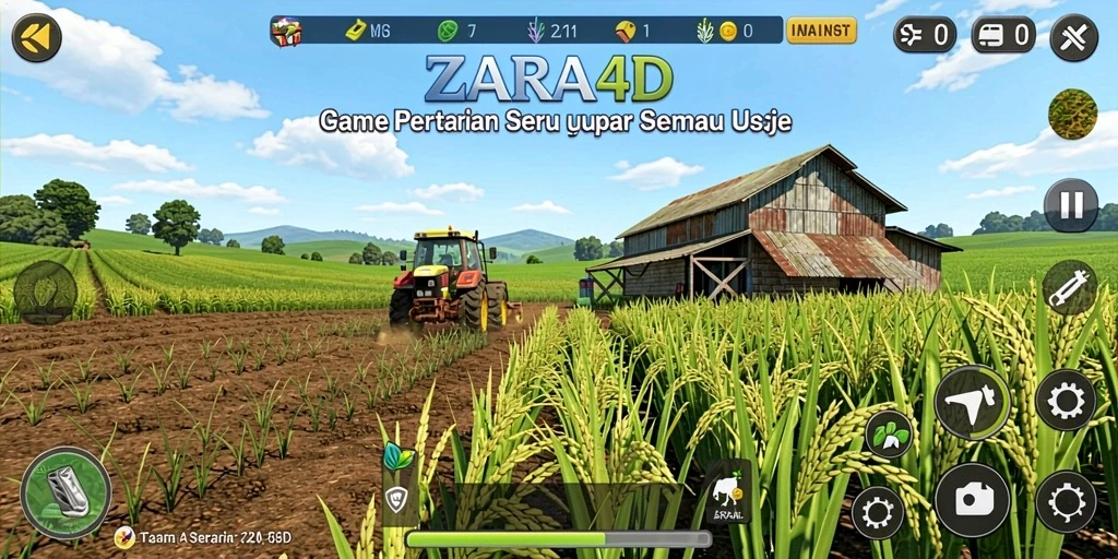 Screenshot ZARA4D menampilkan gameplay bertani yang menarik.
